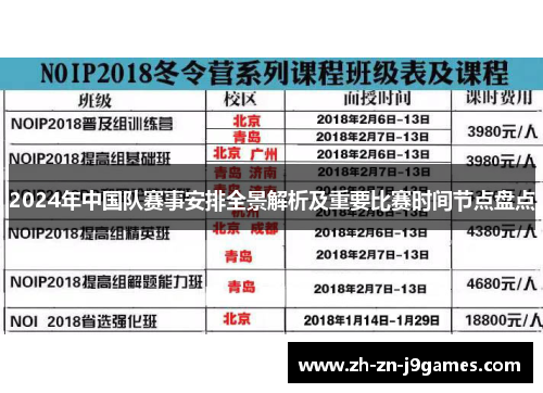 2024年中国队赛事安排全景解析及重要比赛时间节点盘点