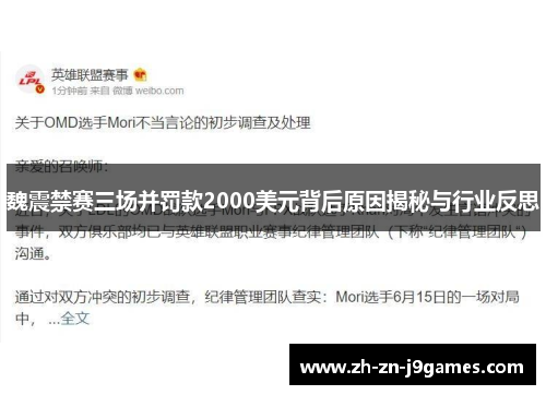 魏震禁赛三场并罚款2000美元背后原因揭秘与行业反思 魏震禁赛三场并罚款2000美元背后原因揭秘与行业反思